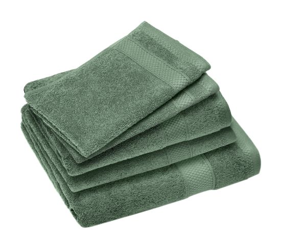 Parure De Bain Coton 550g/m2 Collection Naïa Par Lot De 5 Vert Olive