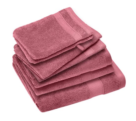 Parure De Bain Coton 550g/m2 Collection Naïa Par Lot De 7 Rose Bois De Rose