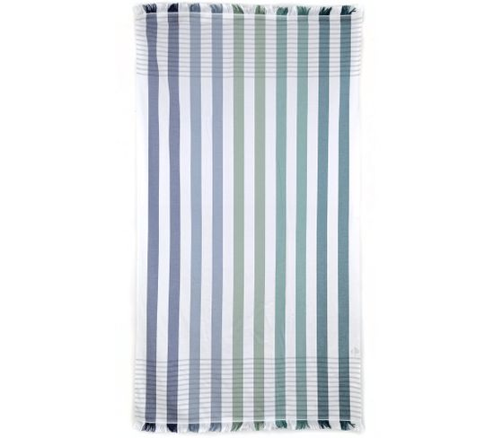 Drap De Plage à Rayures 100x180 Cm Pur Coton Collection Barbagia Bleu