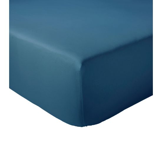 Drap Housse 90x190 Cm Bonnet 30 Cm Percale De Coton Moorea Pacific Bleu Cobalt