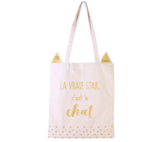 Tote Bag Chat Collection Cat 36x74 Cm Blanc