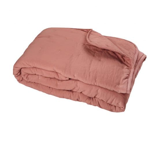 Dessus De Lit Matelassé 240x260 Cm Angkor Polyester Rouge Poterie