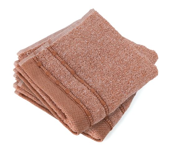 Lot De 2 Serviettes Invité Coton 33x50cm Vivid Marron Terre Cuite