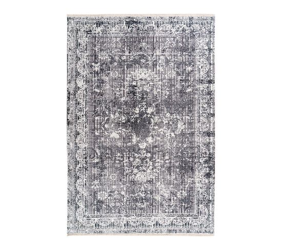 Tapis De Salon Vintage Lavable En Machine Ariana Gris 115x170