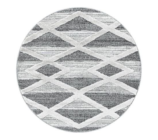 Tapis à Courtes Mèches Rond Scandinave Soldi Gris Ø 80