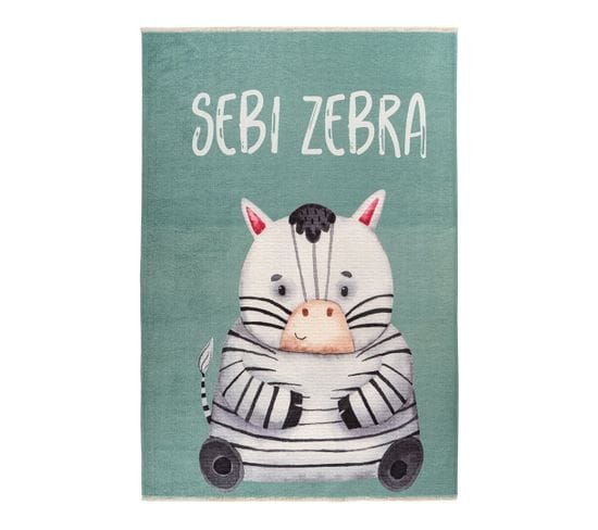 Tapis Enfant En Coton Recyclé Lavable En Machine Zebra Multicolore 115x170