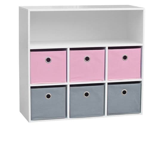 Meuble De Rangement Enfant 6 Cases Girl - 76 X H. 70 Cm - Rose