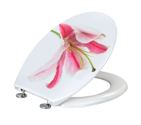 Abattant Wc Orchidée - Duroplast - Blanc Et Rose