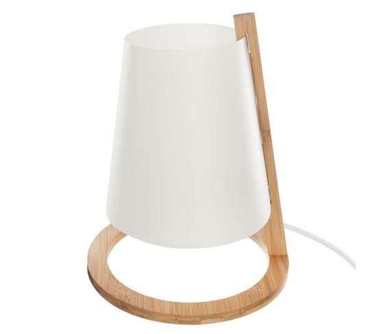 Lampe En Bambou Scandi - Diam. 20 Cm - Blanc