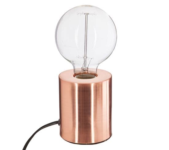 Lampe à Poser En Fer Ampoule - H. 10,5 Cm - Couleur Cuivre