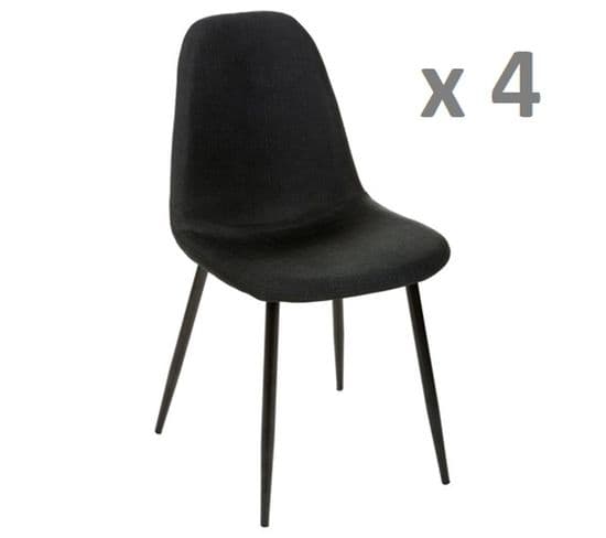 Lot De 4 - Chaise Nokas - Pied En Métal - Noir