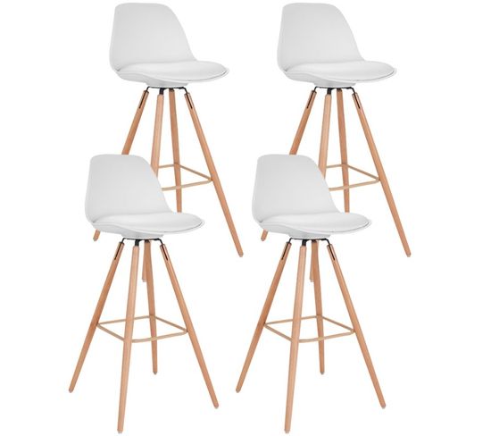 Lot De 4 Tabourets De Bar Sara Blanc