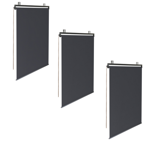 Lot De 3 Stores Enrouleurs L.124 X H. 225 Cm Pour Pergola Gris Anthracite