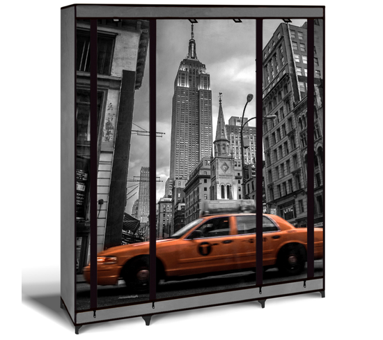 Armoire De Rangement Penderie Pliable Vêtements En Tissu New-york Dressing Xxl