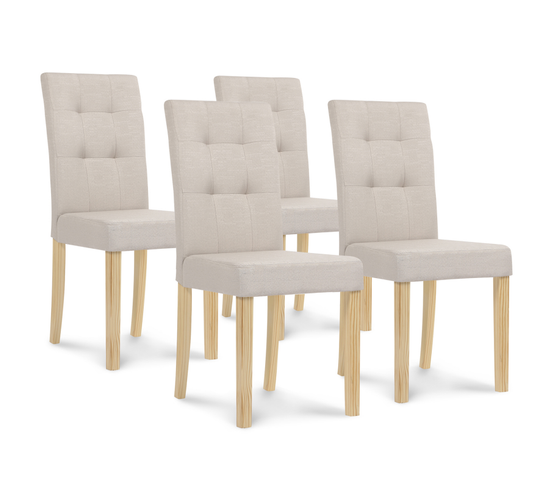 Lot De 4 Chaises Polga Capitonnées Beiges Pour Salle À Manger