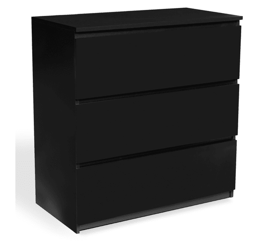 Commode 3 Tiroirs Tomi 78 Cm Bois Noir