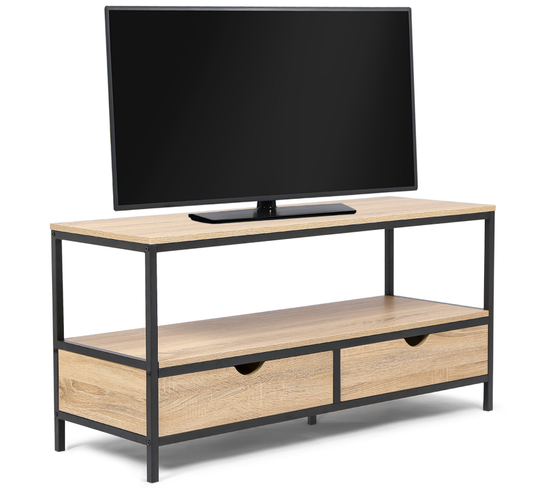 Meuble Tv 113 Cm Detroit 2 Tiroirs Design Industriel