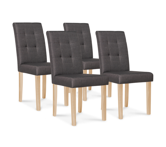 Lot De 4 Chaises Polga Capitonnées Gris Anthracite Pour Salle à Manger