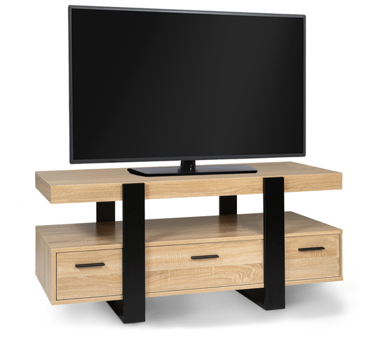 Meuble Tv 116 Cm Phoenix Avec Tiroirs Bois Et Noir