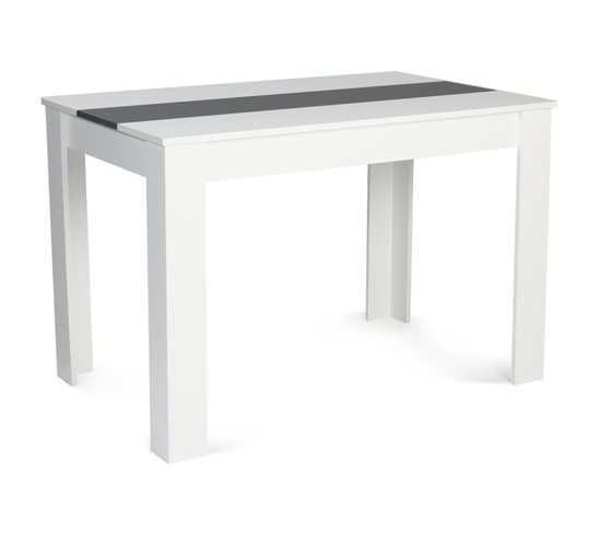 Table À Manger Rectangle Rozy 4 Personnes Blanche Et Grise 110 Cm