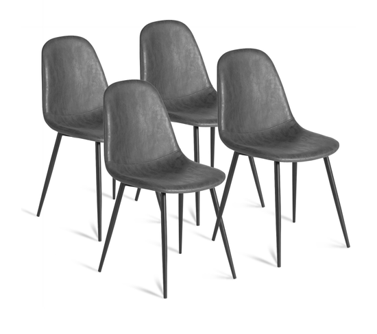 Lot De 4 Chaises Vintage Dali Grises Pour Salle à Manger