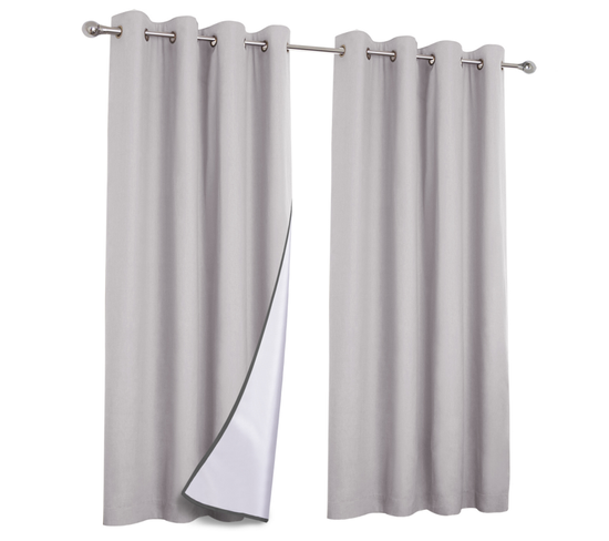 Lot De 2 Rideaux Thermiques Gris Clair 135x240 Cm