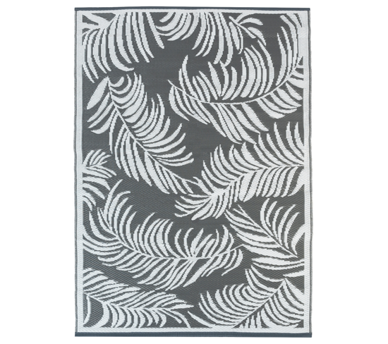 Tapis Extérieur Coco Tropical Gris Et Blanc 120 X 180 Cm