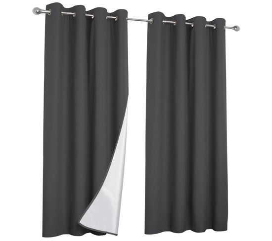 Lot De 2 Rideaux Thermiques Gris Anthracite 140x260 Cm