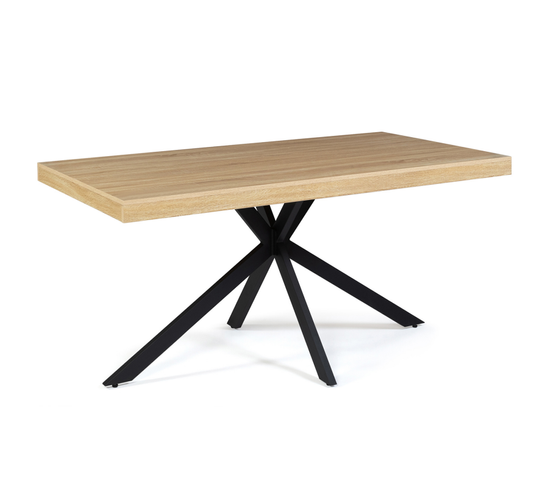 Table à Manger Rectangle Alix 8 Personnes Pied Araignée Bois Et Noir 160 Cm