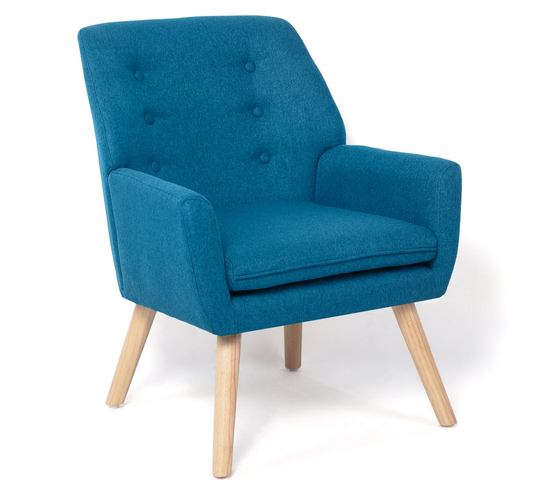 Fauteuil Scandinave Nat En Tissu Bleu Canard