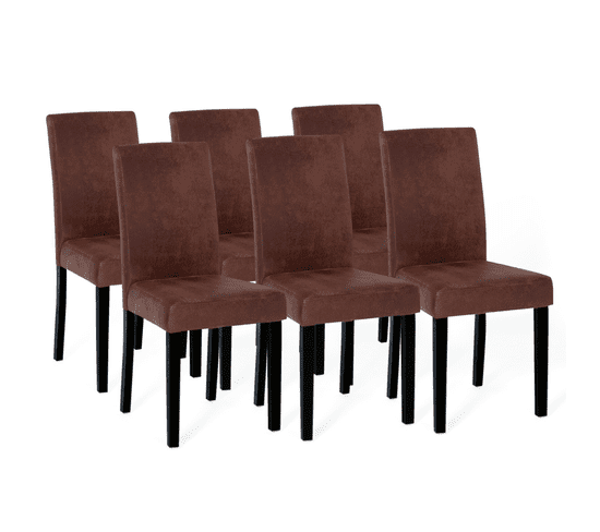 Lot De 6 Chaises Hannah Marron Vintage Pour Salle À Manger