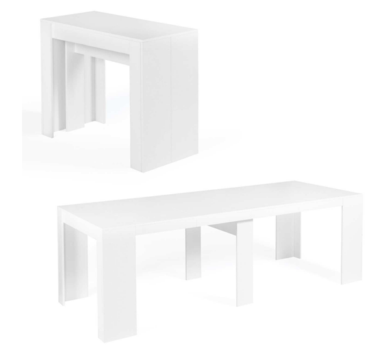 Table Console Extensible Orlando 10 Personnes 235 Cm Bois Blanc