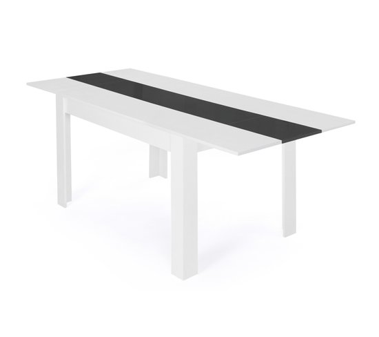 Table à Manger Extensible Rectangle Georgia 6-10 Personnes Blanche Et Grise 140-220 X 90 Cm