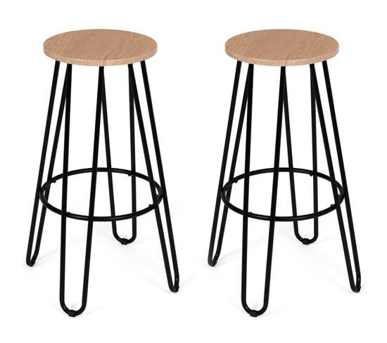 Lot De 2 Tabourets De Bar Dublin Assise Ronde Design Industriel