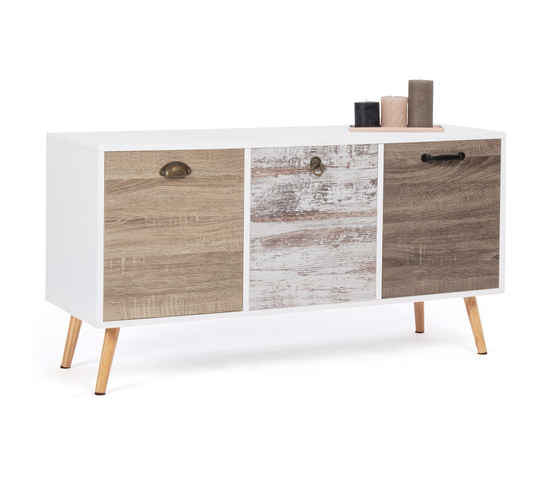 Buffet Bas Scandinave 113 Cm Bahia 3 Portes