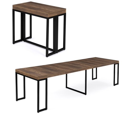 Table Console Extensible Toronto 10 Personnes 235 Cm Bois Foncé Design Industriel