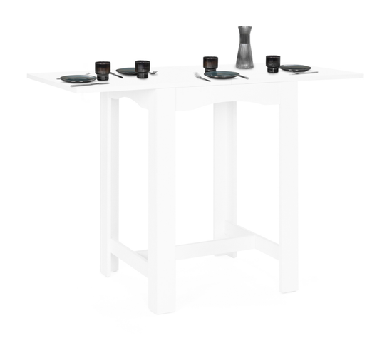 Table Haute De Bar Extensible Dona 2 à 4 Personnes Blanche 65-130 Cm