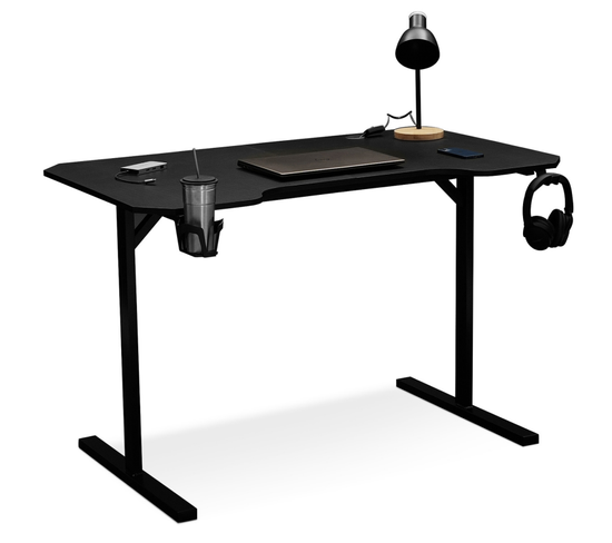 Bureau Gaming Droit 120 Cm Noir Alexis Porte-gobelet Et Crochet Pour Casque