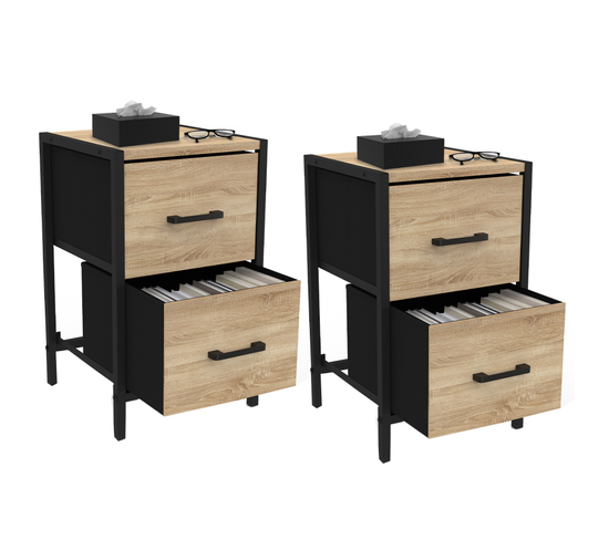 Lot De 2 Tables De Chevet 2 Tiroirs En Tissu Utah Design Industriel