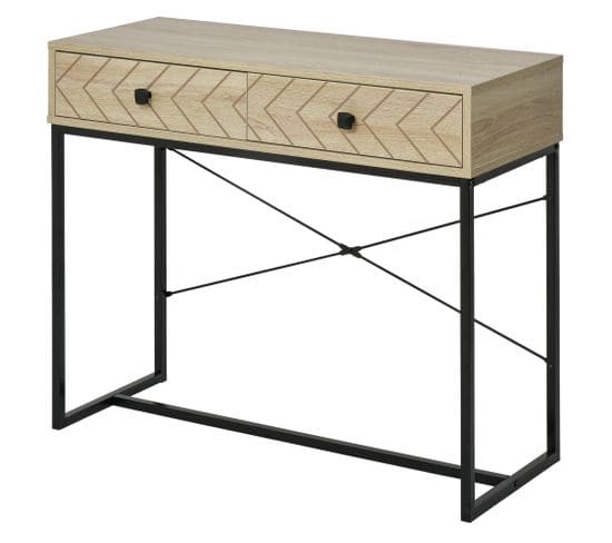 Table Console Industriel 2 Tiroirs