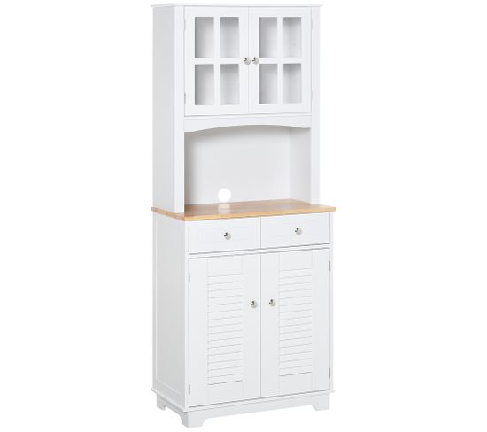 Armoire De Cuisine 2 Placards 2 Portes Persiennes Et Acryliques 2 Tiroirs Niche Mdf Blanc