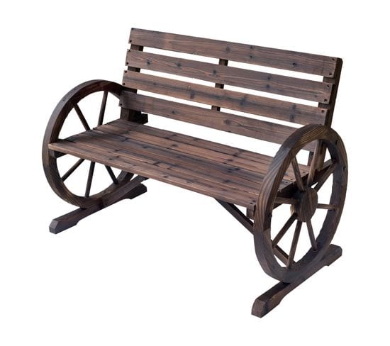 Banc De Jardin 3 Places Style Rustique Chic Bois Sapin Traité Carbonisation