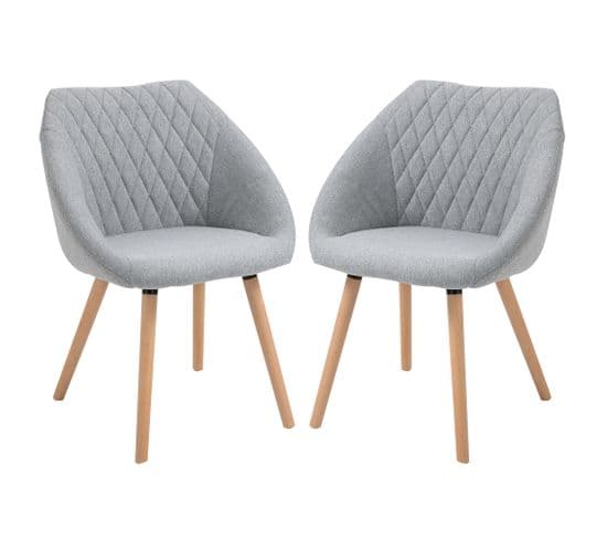 Lot De 2 Chaises De Visiteur Style Scandinave Lin Gris