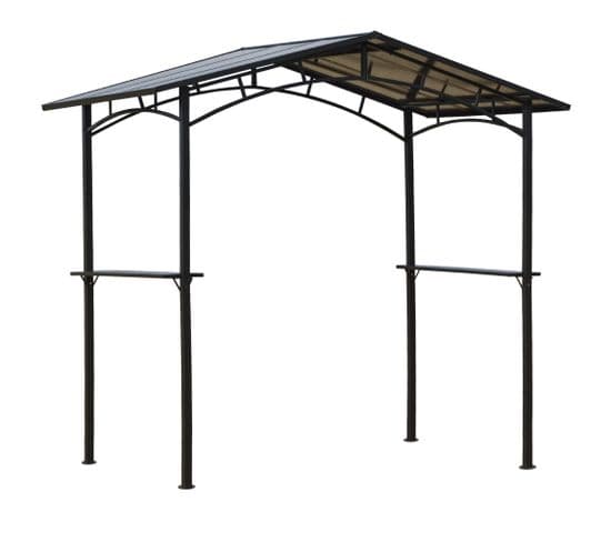 Pavillon Jardin Abri Barbecue 2 Étagères Aluminium Métal Noir Polycarbonate - 2,46 x 1,49 x 2,3 m