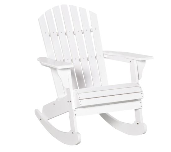 Fauteuil De Jardin Adirondack À Bascule Bois Sapin Blanc