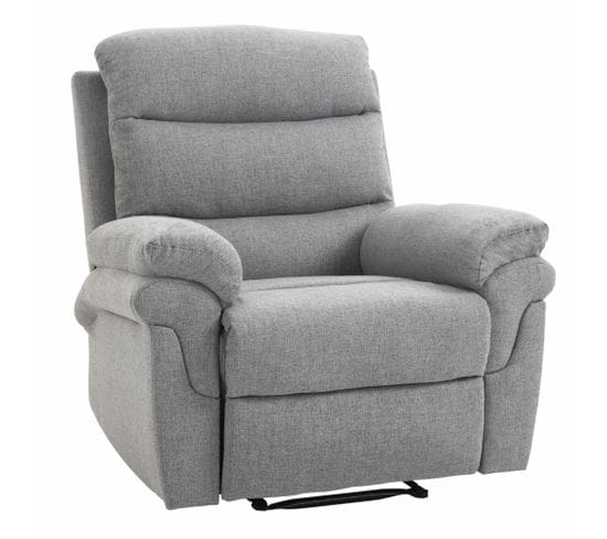 Fauteuil De Relaxation Inclinable Manuel Tissu Gris Clair Chiné