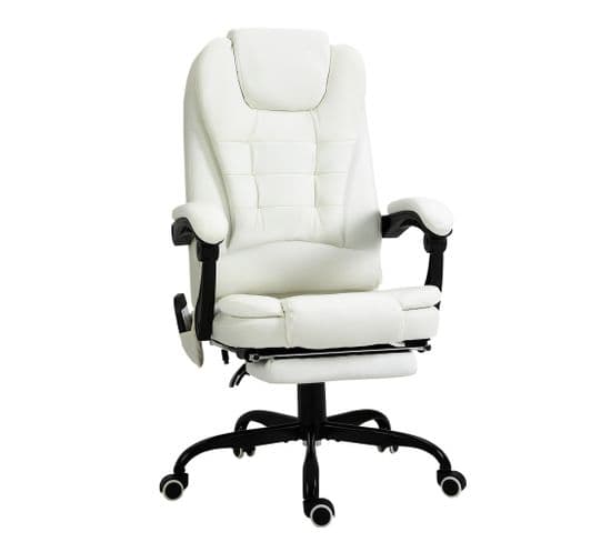 Fauteuil De Bureau Direction Massant Repose-pied Intégré Revêtement Pu