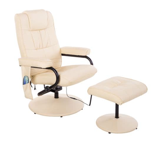 Fauteuil De Relaxation Massant Avec Repose-pied Revêtement Synthétique