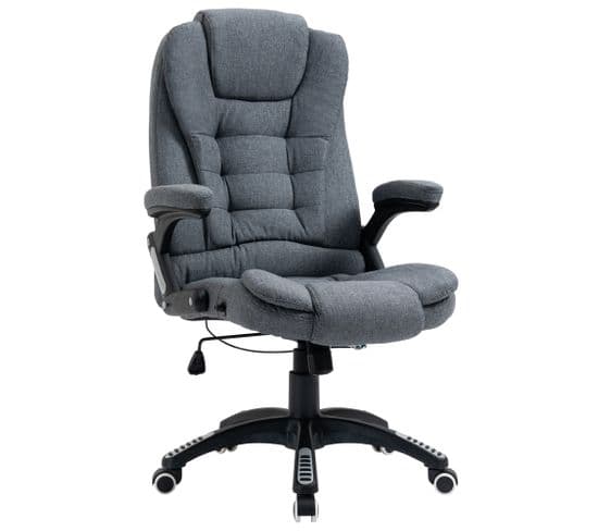 Fauteuil De Bureau Direction Ergonomique Lin Gris Chiné