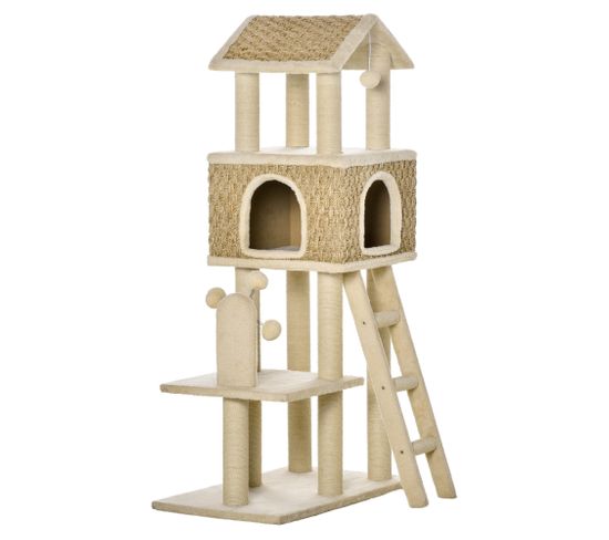 Arbre à Chats Style Cosy Chic Griffoirs Grande Niche Jeu Boules Beige